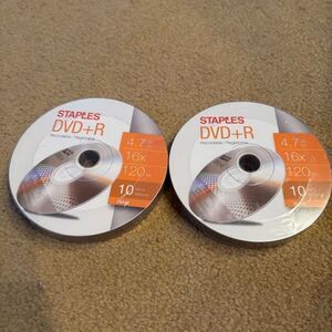 2 Staples DVD+R Recordable 10 Pack Disk Packs